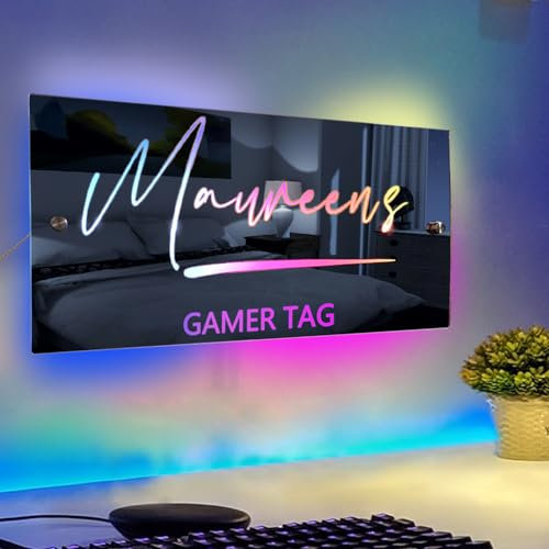 Personalisierte Gamer Tag Salon Shop LED Name Spiegel Licht Benutzerdefinierte LED Spiegel Name Zeichen, Benutzerdefinierte Name Neon Zeichen Licht Wand Dekor Spiegel für Schlafzimmer, Bar