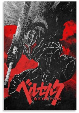 Berserk Japanisches Anime Retro Poster - Dekorative Malerei Leinwand Wandkunst für Wohnzimmer und Schlafzimmer - Moderne Familienzimmer Dekor 12x18inch(30x45cm)