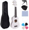 LIVASH 21-Ukulele-Set für Anfänger, 4-Saitige Kleine Gitarre, Lindenholz-Ukulele mit Tragetaschenclip und 4 Plektren – Weiß, Langlebig