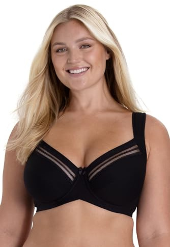 MISS MARY OF SWEDEN Essence Reggiseno con Ferretto in Cotone – Comfort Quotidiano con Dettagli in Pizzo 4D Black