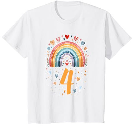 Kinder Ich bin Vier 4 Jahre Regenbogen Mädchen Vierter Geburtstag T-Shirt