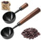 Paotxpum 2 PCS Coffee Scoop Vintage Coffee Measuring Spoon Retro Stainless Steel Coffee Spoon Long Wooden Handle Coffee Scoop Kitchen Utensil for Scooping, Measuring & Serving Perfect for Coffee Tea
