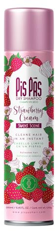 PisPás Dry Shampoo Strawberry Cream - Champú en Seco con Fragancia a Crema de Fresa, Refresca y Elimina el Aceite, Ideal para Todo Tipo de Cabello