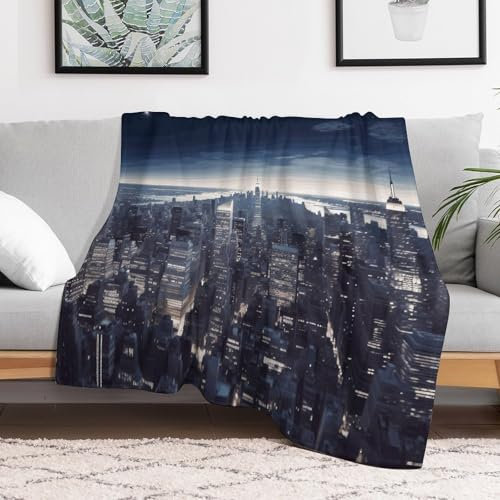 Ultraweiche Micro-Fleece-Decke, kühlende Decke, leicht, warm, New York City, Überwurfdecke, 76,2 x 101,6 cm, gemütliche Klimaanlage, große Fleece-Überwurfdecke für Bett, Couch, Sofa, alle Jahreszeiten