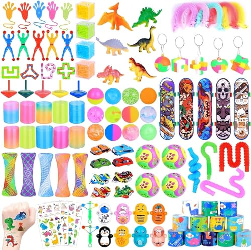 LATERN 120 Stück Partytütenfüller für Kinder, 20 Stile Bunte Partygeschenke mit Kugeln Federn Bällen Klebehänden Flugzeuge Dinosaurier Würfel Aufkleber - fürs Klassenzimmer Preise Geburtstag Geschenk