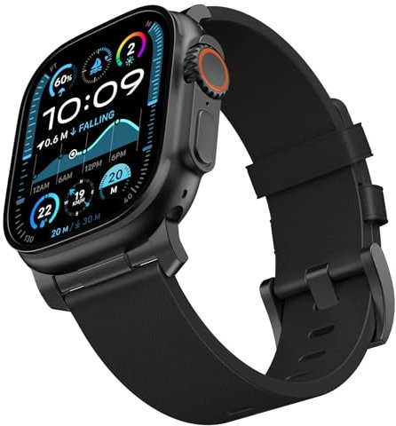 Astorogs Correa de Cuero Compatible con Apple Watch Ultra 3/2/1 49mm,S11/S10 46mm,9/8/7 45mm,SE3/SE2/SE/6/5/4 44mm,3/2/1 42mm, 26mm de Ancho Correa de Cuero de Reemplazo de Pulsera, Negro Mate