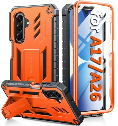 FNTCASE for Samsung Galaxy A18/A17/A26 5G Phone Case, Rugged Kickstand | Built-in Screen Protector, 20FT Military-Grade Drop Protection, Matte Textured, Heavy Duty Shockproof TPU Protective Cover