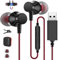 USB Earbuds with Microphone for PC,USB A Headphones Computer Headset with Mic Mute Volume Control,3.9ft/1.2M Nylon Braided Noise Cancelling Wired Earbuds for HP Chromebook for Dell Acer Zoom Meetings