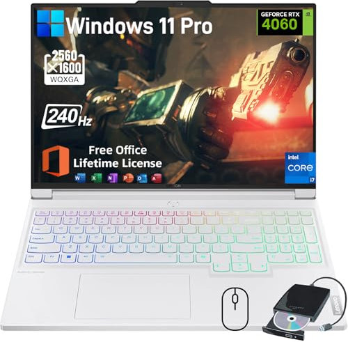 Lenovo Legion 7i Gaming Laptop - con licencia Office 2024, pantalla IPS WQXGA de 16 pulgadas 240Hz, Intel i7-14700HX(hasta 5.5 GHz), GeForce RTX 4060, KB retroiluminado, huella dactilar, Win 11 Pro