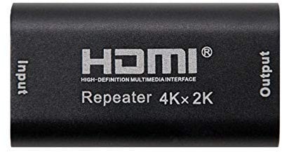 Ripetitore HDMI A/H-A/H nero per estendere segnali audio e video ad alta definizione su lunghe distanze.