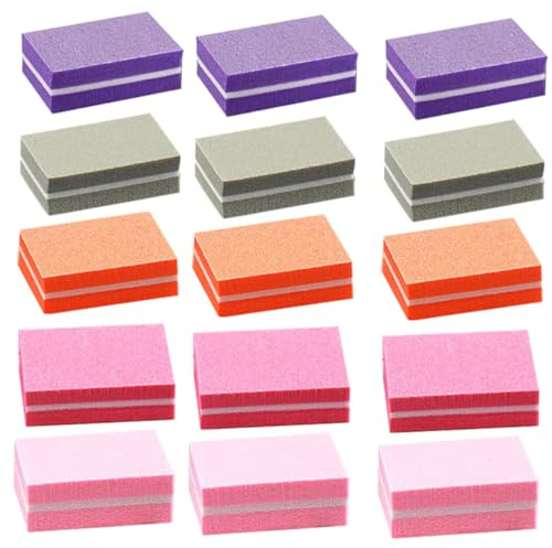Homoyoyo 50stücke Nagelfeilen Schwammplatte Nagelpuffer und Gebogener Feile zum Feilen Glätten und Polieren für Naturnägel und Acrylnägel Geeignet für Zuhause und Salon