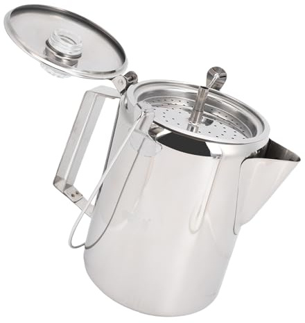 Aramox 9 Tasses Cafetière à Percolateur avec Filtres, Cafetière de Camping en Acier Inoxydable, pour Extérieur, Camping-car, Pique-niques, Brassage Facile et Pratique (SILVER)