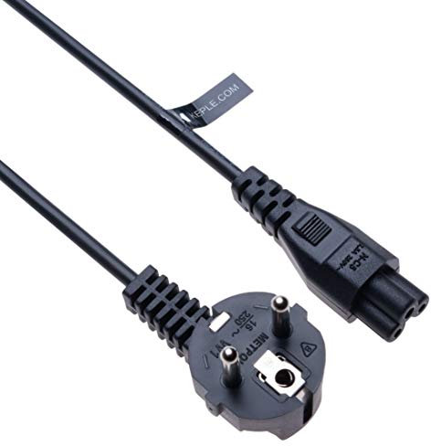 Cavo di Alimentazione 3 pin Mickey Mouse Compatibile con LG TV 42LA6205, 47LB6300, 55LN5700UH, 32LN5700 | Spina Schuko UE (Euro) CEE 7/7 90 ° Angolato IEC 320-C5 Shamrock Plug | AC 250V 16A Nero 2m