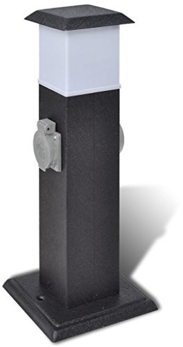 Festnight Borne Jardin Électrique 2 Prises Noir 15,5 x 15,5 x 40,5cm (L x L x H)