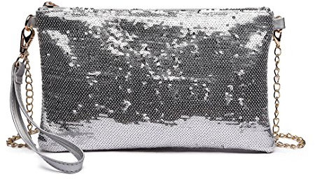 Miss Lulu Sac sac paillettes de damen, petit sac à chaîne, pochette et clutches de soirée, crossbody bag en sequins pour fêtes, cadeau pour la Saint-Valentin