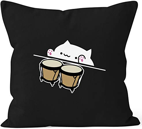 MoonWorks Bongo Cat Kissen-Bezug Meme Kissen-Hülle Deko-Kissen schwarz Unisize