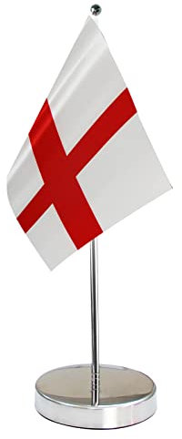 Inghilterra Bandiera da Tavolo 9 x 6 - Piccola Bandiere Satinato Inglese Con Pennone e Base