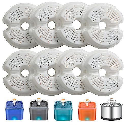 PewinGo Katzen Trinkbrunnen 8 Stück Wasserbrunnen Filters, Original Trinkbrunnenfilter für 2 L & 2.5 L Katzen Trinkbrunnen