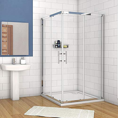 Xinyang 760x760x1850mm Shower Enclosure Corner Entry Square Shower Cubicle Sliding Shower Doors with Shower Tray Free Waste