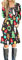 AUSELILY Damen Langarm Plissee Loose Swing Freizeitkleid mit knielangen Taschen Weihnachts Baum Handschuhe L