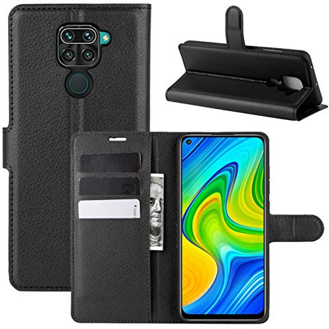 betterfon Handyhülle Kompatibel mit Xiaomi Redmi Note 9 | Premium Qualität TPU Klapphülle für Redmi Note 9 mit Kartenfächern | Magnetverschluss Handyhülle | Schwarz