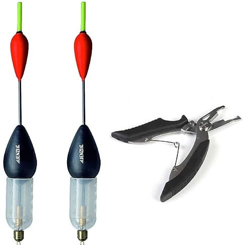 .Jenzi Set: 2 Anfütterposen (10 gr, & 15 gr), Knicklichtpose, Waggler-Pose vorgebleit Feederpose + gratis Angelschere