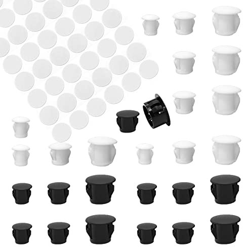 HJYZY 288 Stück Rohrabdeckung aus hochwertigem Polyethylen Kunststoffkappen Abdeckkappe ø 6mm/8mm/10mm Selbstklebende Abdeckkappen für Möbel Set Weiß/Schwarz