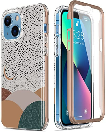 Esdot for iPhone 13 Mini Case with Built-in Screen Protector,Military Grade Rugged Cover with Fashionable Designs for Women Girls,Protective Phone Case 5.4 Abstract Painting