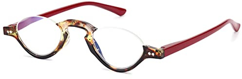 KOOSUFA Mode Anti Blaulicht Halbrand Lesebrille Damen Herren Sektorlinse | Federscharnier, Retro Halbbrille, Lesehilfe, Kunststoff, AC-linsen, Computer Arbeitsplatzbrille, 1.0 1.5 2.0 2.5 3.0 3.5