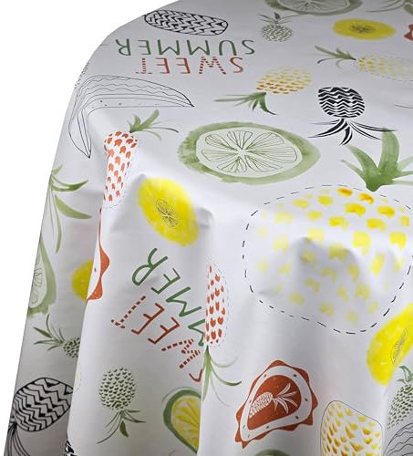 Wachstuch Wachstischdecke Tischdecke Gartentischdecke Farbe und Größe wählbar Hello Summer Oval 130 x 200 cm abwaschbare Wachstuchtischdecke