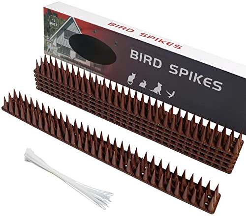 10PCS Bird Spikes Pigeon Spikes Bird Repellent Fence Wall Spikes Cat Intruder Deterrent Repellent Anti Climb Spikes with Nylon Zip Ties for Birds Squirrel Pigeon Cats