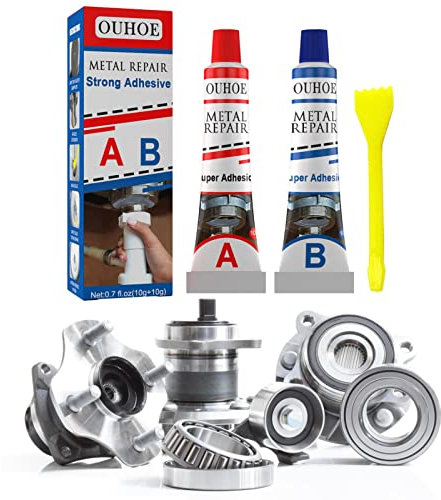 Pegamento para Metales para Trabajos Pesados - Soldadura para Trabajos Pesados con Pegamento - Agente reparador para Metales mágicos, 30 g +B Glu Pegamento para Metales Doble Potente