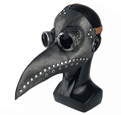 FUXHBFB Schnabelmaske Halloween Mittelalter Pest Maske Plague Arzt Kopfmaske Lange Nase Vogel Schnabel Masken Karneval Horror Steampunk Pestmask für Karneval