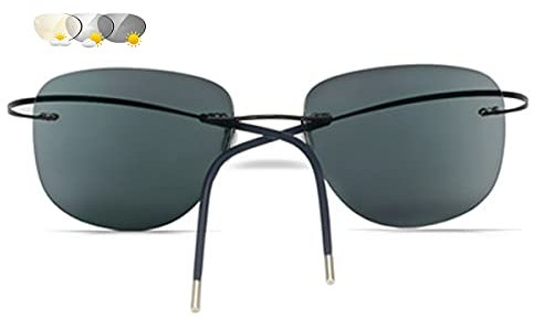 JYCCH Neue rahmenlose Lesebrille, intelligente Farbwechsel-Outdoor-Sonnenbrille, Lesebrille für Männer und Frauen Dioptrie +1,00 bis +3,00,Silber,+1,50 (Schwarz 1,5)