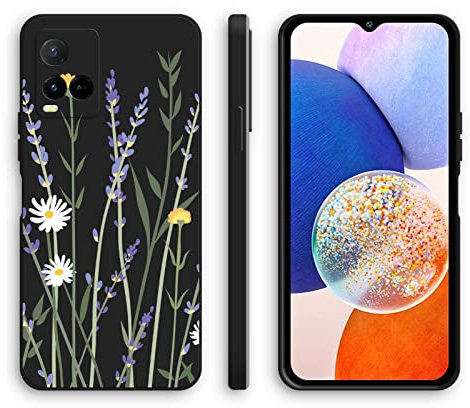 XINYEXIN Silikon Hülle für Vivo Y21 / Vivo Y21S / Vivo Y33S mit Süßes Muster Ultra Dünn Gerade Kante Weiches Silikon Handyhülle Stoßfest Schutzhülle - Lavender, Black