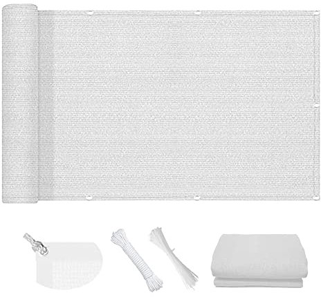 Sonnensegel Quadrat 5.5 x 8 m UV-Schutz 85% Sonnensegel Sonnenschutz Rechteckig Kostenlose 1 × 5m Seile für Terrasse Balkon Garten, Weiß