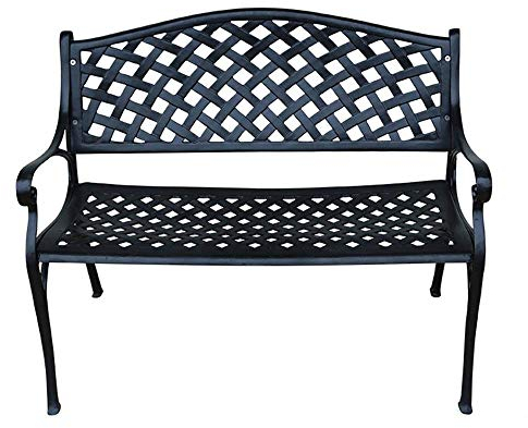 Outdoor GTerrace Bank Metallbänke, Alurahmen Stuhl Antikes Parkbank, Doppelbalkon Stuhl mit Rückenlehne und Armlehnen, für Terrassendekoration s (Schwarzes Sofa)
