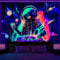 OSVINO Schwarzlicht Außerirdischer Wandteppich 130X150CM Tapisserie UV-reaktiv Außerirdischer DJing mit Kopfhörern Tapisserie Sonne Planet Poster Wandbehang für Schlafzimmer Wohnzimmer