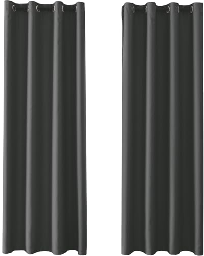 YSTELLAA Impermeable Cortinas Opacas Dormitorio 2 Piezas, 140×145cm, Cortinas Termicas Aislantes Frio Y Calor, Acusticas, con Ojales, para Salon, Exterior Terraza, Gris