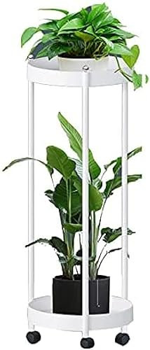 Volu Support De Pot De Fleurs En Métal Sur Pied Avec Roulettes, Présentoir De Plantes, Pour Extérieur Et Intérieur,Blanc,3 Couches,Hilarious123