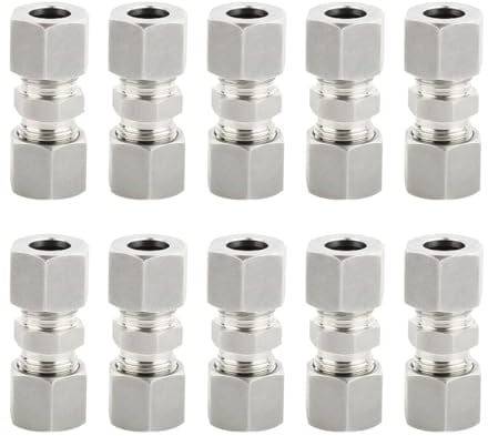 JNNJ 10 Pezzi Raccordo Di Rame Del Tubo Del Freno, Raccordi Di Compressione per Tubi Freno in Ottone, Dritto in Ottone Freno Tubo Compressione Raccordi, Connettore Della Linea Del Freni 4,75 MM