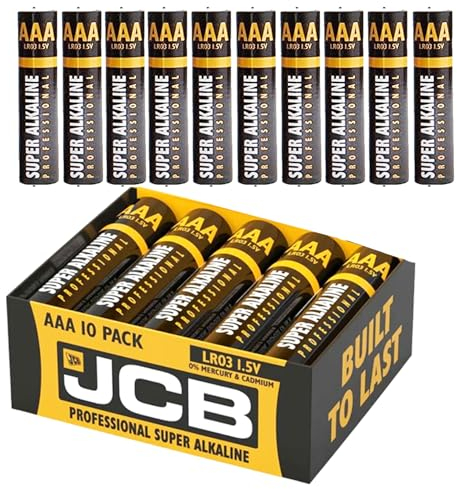 AAA Batteries, JCB 10 Pack - Industrial Power Alkaline Triple A Batteries AAA Batteries AAA Battery 1.5v For toys | fairy lights | remotes | Flashlights | Clocks | Home or Office Use |