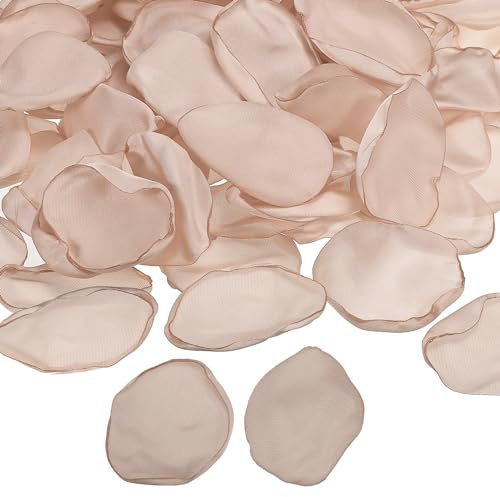 PATIKIL Silk Rose Petals, 100 Pcs Artificial Flower Petals for Wedding Decorations, Romantic Night, Aisle Scatter Petals, Light Champagne