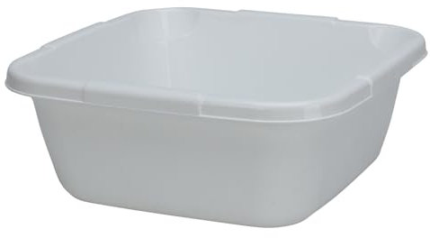 HAC24 Spülschüssel Kunststoff Eckig 14 Liter Waschschüssel Spüle Camping Schüssel Abwaschschüssel (Weiß)