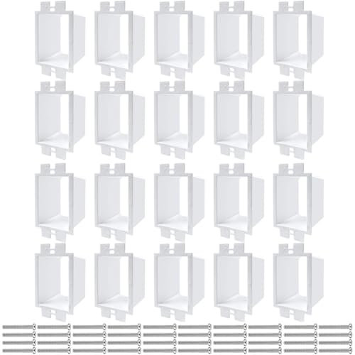 20 PCS BE1-2 Electrical Outlet Box Extenders with 40PCS Screws, 1-Gang Box Extender Single Gang Box Extender Electric Box Extender 1 Gang Power Outlet Accessories (White)