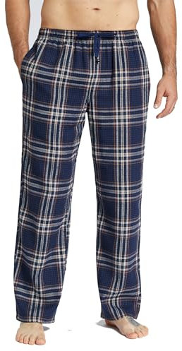 Jveyvth Pantalon de Pyjama Pour Homme, Pantalon de Nuit à Carreaux En Flanelle de Coton, Pantalons de Pyjama Avec Poches Et Braguette Boutonnée