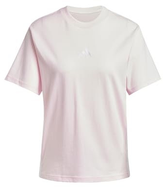 adidas Donna Essentials 3-Stripes Cotton T-Shirt, Clear Pink/White, L