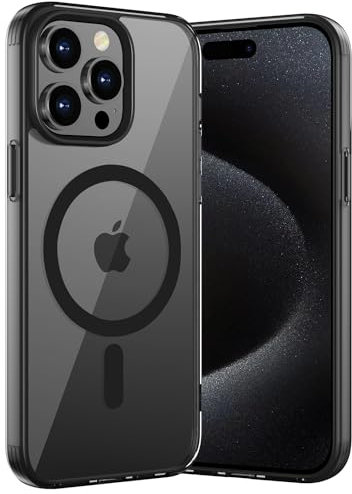 WXX iPhone 15 Pro Case Magnetic Case, Compatible with MagSafe, Transparent Soft TPU Electroplated Protective Shockproof Case Slim Cover for iPhone 15 Pro 6.1” - Black