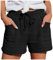 MJIQING Damen Shorts Sommer Mode Lässige Musselin Hose mit hoher Taille Gerades Bein Sport Lässige Lockere Shorts mit Kordelzug Kurze Hose mit Taschen Gummiband Elastische Stoffhose(#01-Black 3XL)