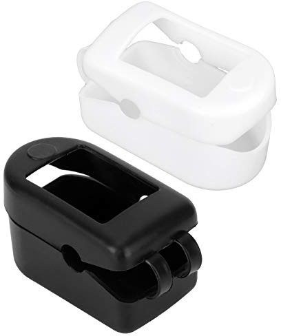 2 Stück Tragbare Silikon Oximeter Hülle Schützt das Oximeter vor Bruch, Geeignet für Reisen, und Leicht (Schwarz-Weiss)
